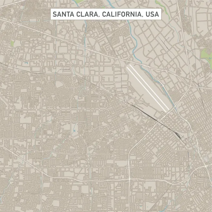 Framed Print : Santa Clara California US City Street Map Framed Print : Santa Clara California US City Street Map