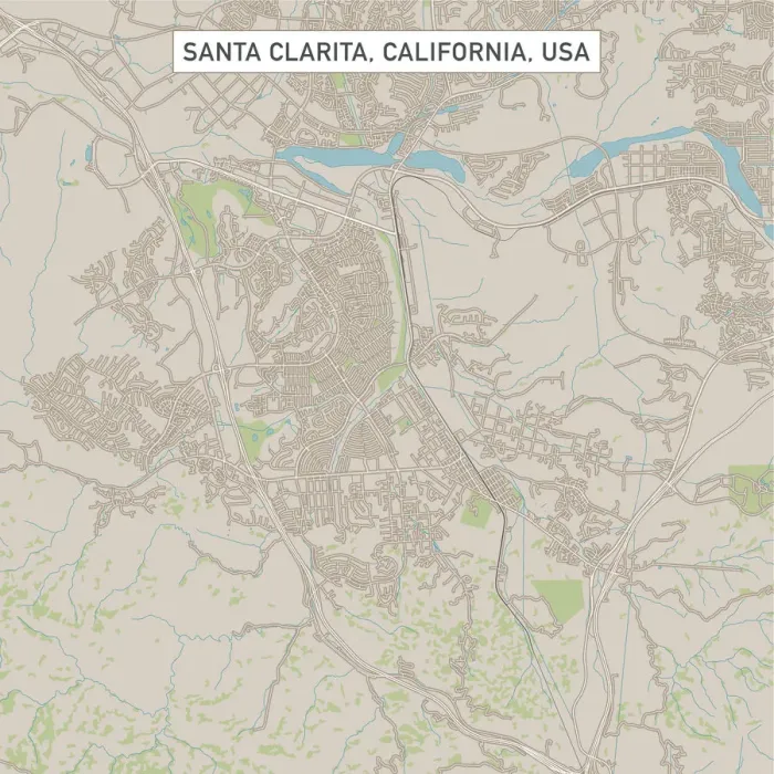 Framed Print : Santa Clarita California US City Street Map Framed Print : Santa Clarita California US City Street Map