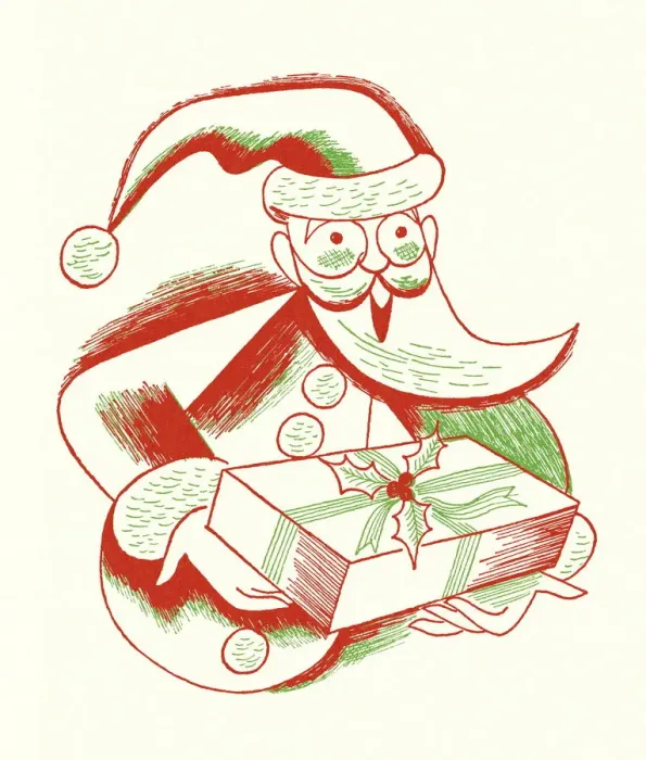 Framed Print : Santa Claus Holding a Present Framed Print : Santa Claus Holding a Present