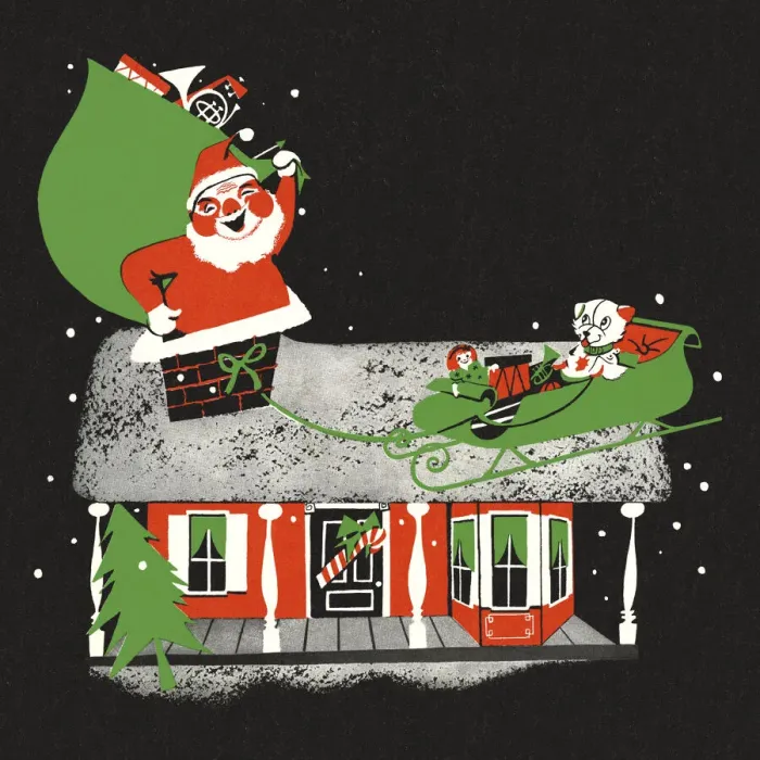 Framed Print : Santa Claus on the Roof of a House Framed Print : Santa Claus on the Roof of a House