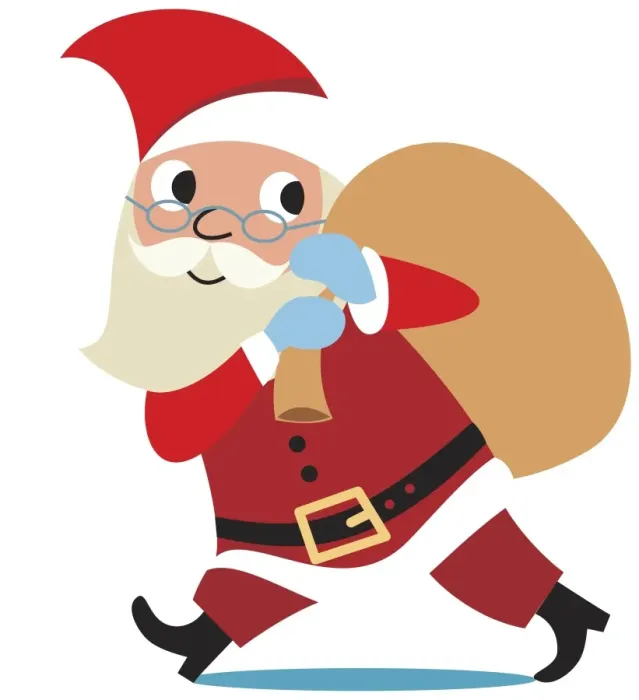 Framed Print : Santa Claus walking with sack flung over his shoulder, side view