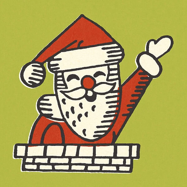 Santa Claus Waving in a Chimney