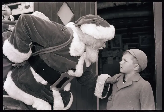 Framed Print : Santa Claus and Young Boy Framed Print : Santa Claus and Young Boy