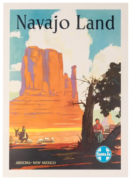 Framed Print : Santa Fe Navajo Land Poster Framed Print : Santa Fe Navajo Land Poster
