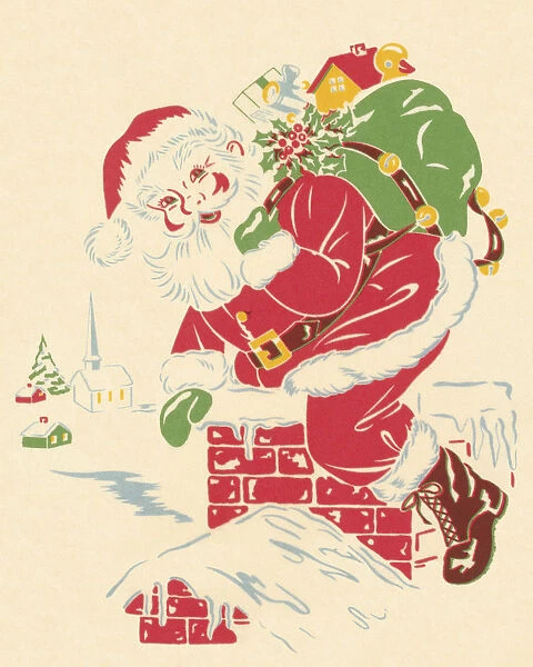 Santa Going Down Chimney