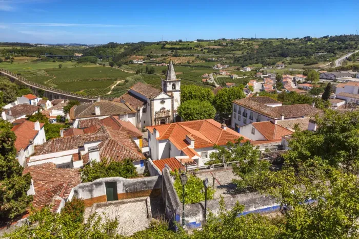 Framed Print : Santa Maria Church and medieval town, Obidos, Portugal Framed Print : Santa Maria Church and medieval town, Obidos, Portugal