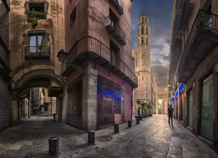 Framed Print : Santa maria del mar church Barcelona Spain