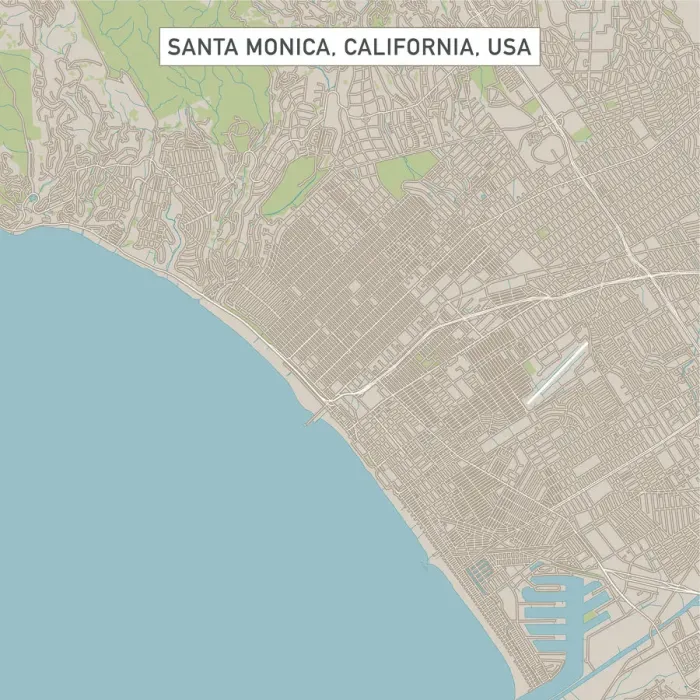 Framed Print : Santa Monica California US City Street Map Framed Print : Santa Monica California US City Street Map