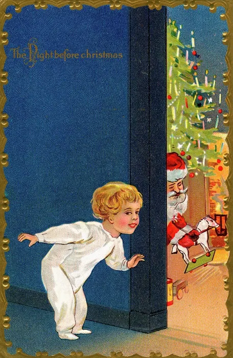 Framed Print : Santa Places Gifts By Tree