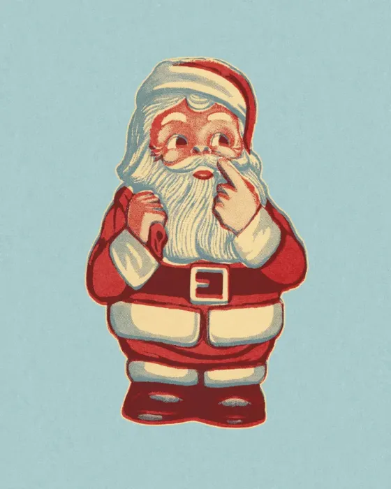 Framed Print : Santa Pointing Up Framed Print : Santa Pointing Up