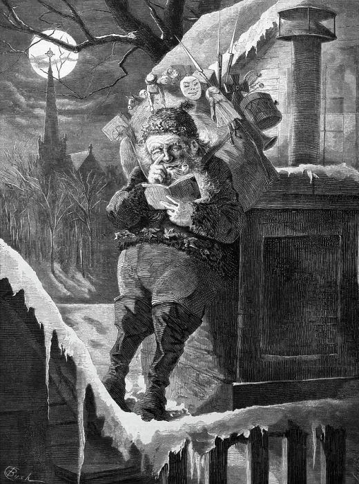 Framed Print : Santa Resting On A Chimney Framed Print : Santa Resting On A Chimney
