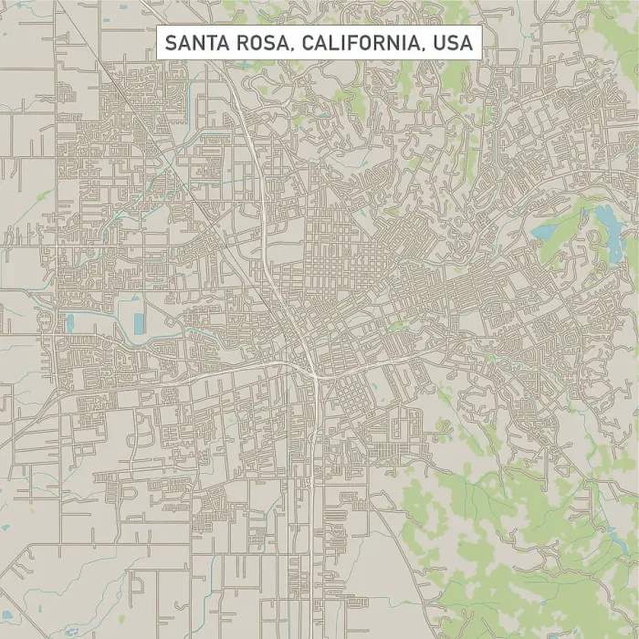Framed Print : Santa Rosa California US City Street Map Framed Print : Santa Rosa California US City Street Map