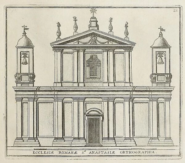 Sant'Anastasia al Palatino, Basilica di Sant'Anastasia al Palatino, The first early Christian church, founded as early as the 4th century, was a papal station church and title church of the Roman Catholic Church, historical view of (1779)