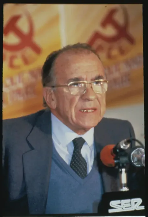 Framed Print : Santiago Carrillo at Microphone During Campaign Framed Print : Santiago Carrillo at Microphone During Campaign