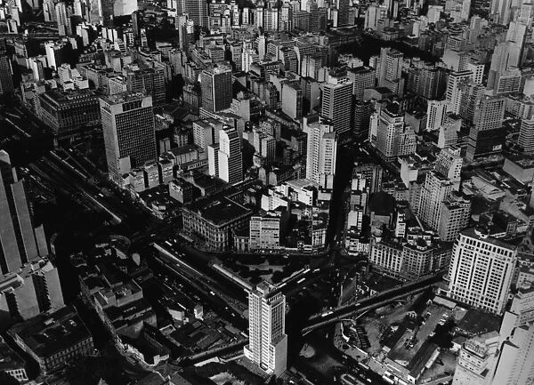 Sao Paulo. circa 1980: An aerial view of Sao Paulo