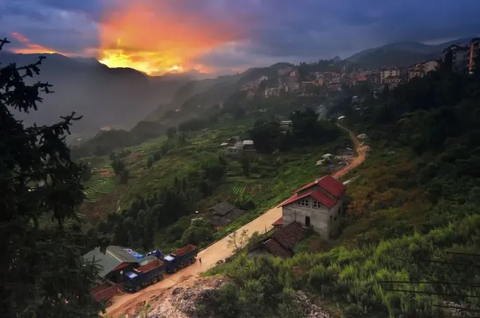 Framed Print : Sapa city. View of landscape in Sapa city Framed Print : Sapa city. View of landscape in Sapa city