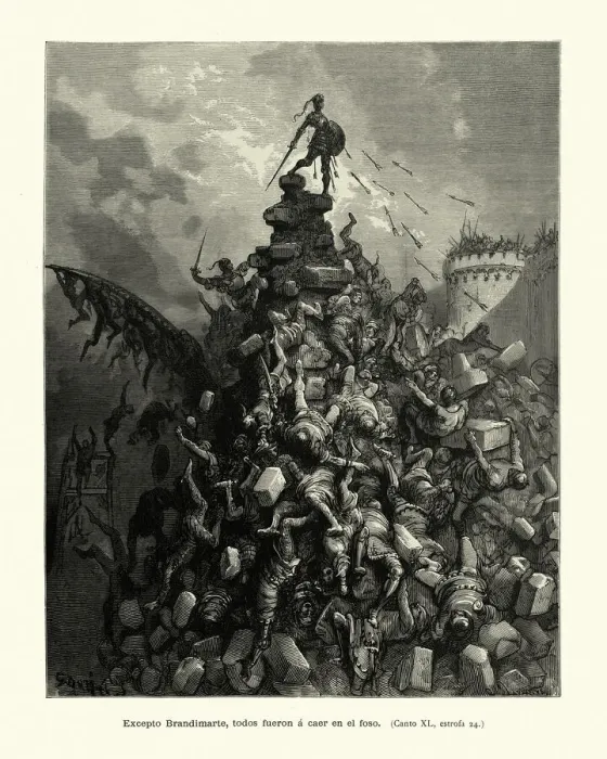 Framed Print : Saracen knight, Brandimarte at the siege of Biserta, Orlando Furioso Framed Print : Saracen knight, Brandimarte at the siege of Biserta, Orlando Furioso