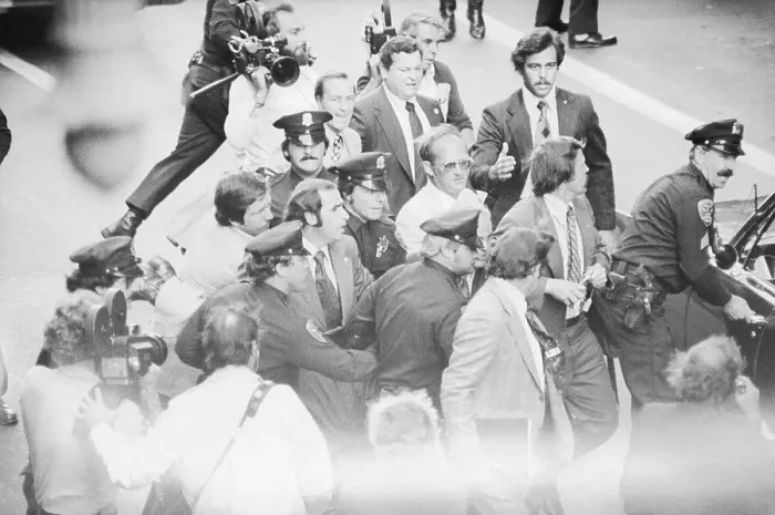 Framed Print : Sarah Jane Moore Being Carried to Police Car Framed Print : Sarah Jane Moore Being Carried to Police Car
