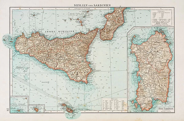 Sardinia and Sicily map 1896