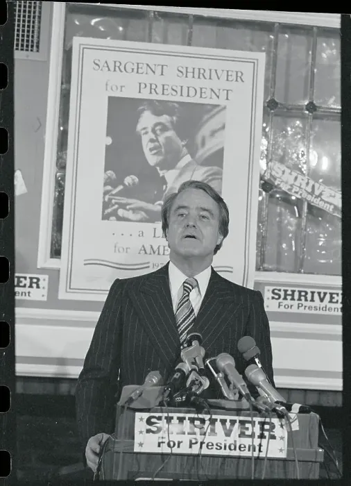 Framed Print : Sargent Shriver at Press Conference Framed Print : Sargent Shriver at Press Conference