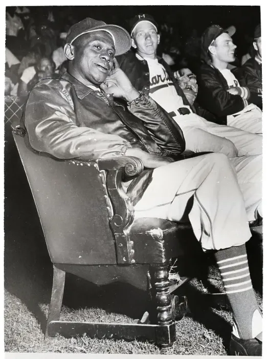 Framed Print : Satchel Paige Relaxing at Baseball Game Framed Print : Satchel Paige Relaxing at Baseball Game