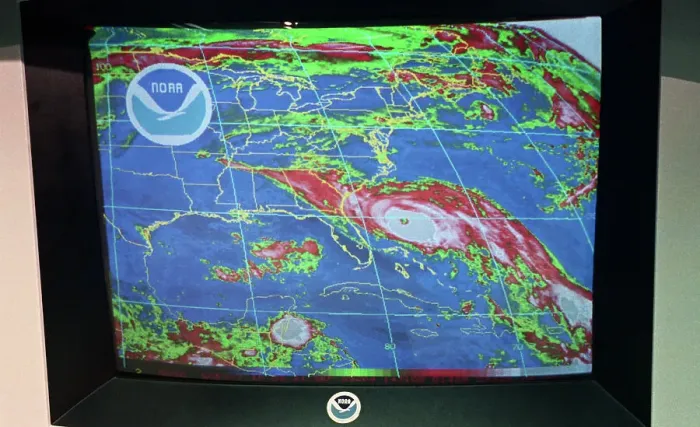 Framed Print : Satellite Tracking of Hurricane Hugo