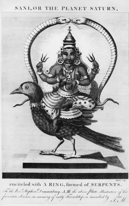Framed Print : Saturn. circa 1800: Sani, or the planet Saturn, from an Asian illustration Framed Print : Saturn. circa 1800: Sani, or the planet Saturn, from an Asian illustration