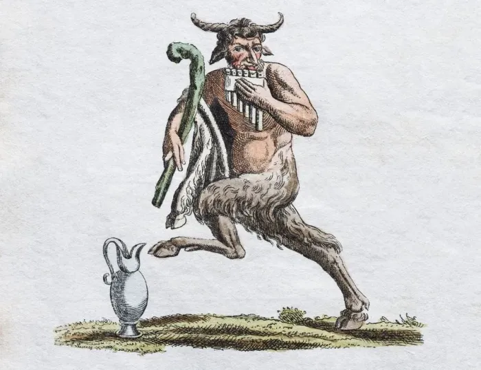 Framed Print : Satyr, handcoloured copper engraving from Friedrich Justin Bertuch Picture book for children Framed Print : Satyr, handcoloured copper engraving from Friedrich Justin Bertuch Picture book for children