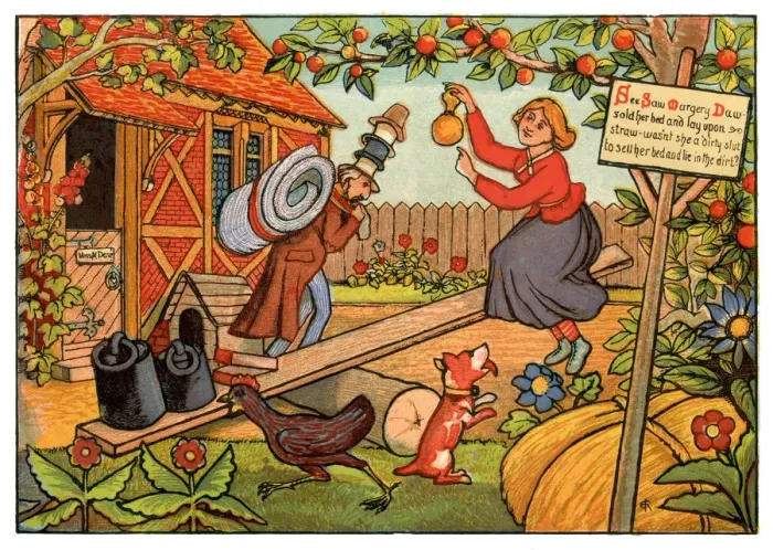 Framed Print : See Saw Margery Daw - Victorian nursery rhyme illustration