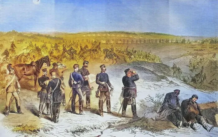 Framed Print : Saxons attacking near St. Marie aux Chenes on August 18th, 1870, illustrated war history, German, French war 1870-1871, Germany, France, The Battle of Gravelotte (called Bataille de Saint-Privat in France)