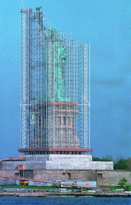 Framed Print : Scaffolding Covering Statue of Liberty Framed Print : Scaffolding Covering Statue of Liberty