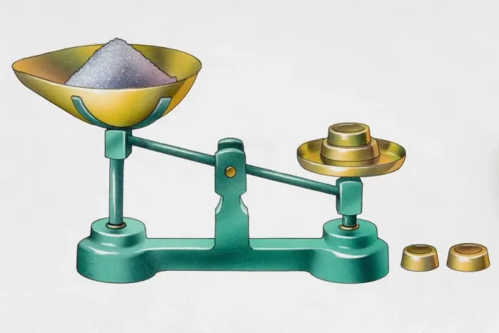 Framed Print : Scales measuring powder