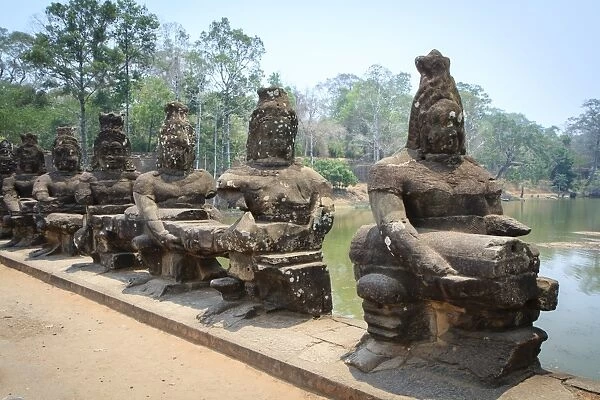Scalptures at Angkor Thom South Gate Bridge