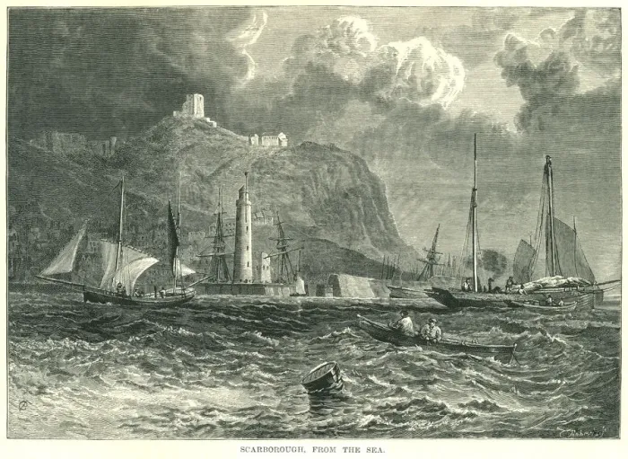 Framed Print : Scarborough seen from the sea (Victorian engraving) Framed Print : Scarborough seen from the sea (Victorian engraving)