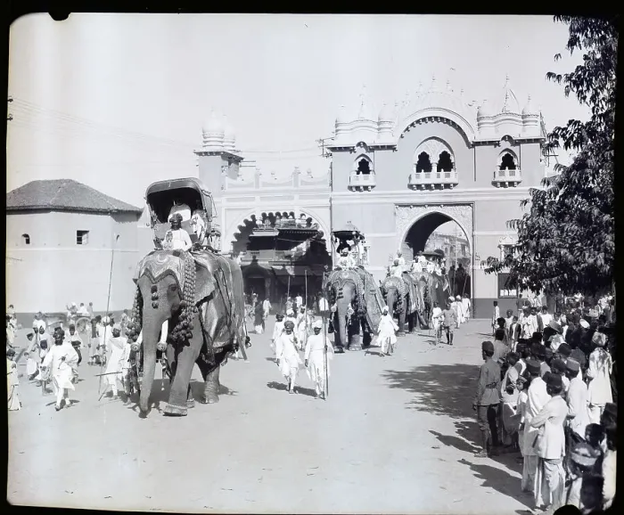 Framed Print : Scene Of Elephant Prosession In India Framed Print : Scene Of Elephant Prosession In India