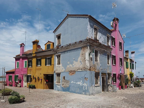 Scene with painted houses in Burano