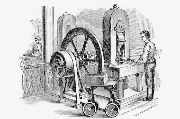 Framed Print : Scene In The U.S. Mint-Stamping Machine Framed Print : Scene In The U.S. Mint-Stamping Machine