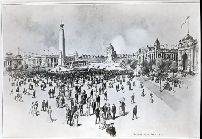 Framed Print : Scene At Worlds Fair Illustration Framed Print : Scene At Worlds Fair Illustration