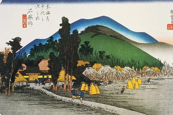 Scenery of Ishiyakushi in Edo Period, Painting, Woodcut, Japanese Wood Block Print