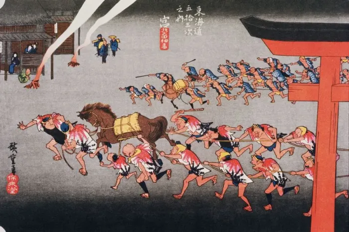 Framed Print : Scenery of Miya in Edo Period, Painting, Woodcut, Japanese Wood Block Print Framed Print : Scenery of Miya in Edo Period, Painting, Woodcut, Japanese Wood Block Print