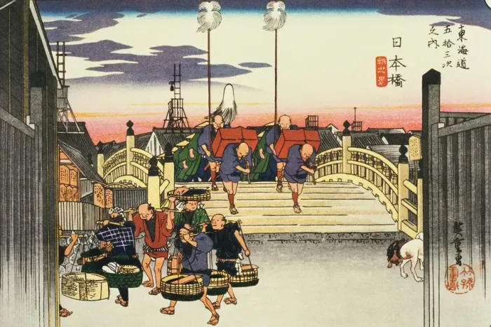Framed Print : Scenery of Nihonbashi in Edo Period, Painting, Woodcut, Japanese Wood Block Print Framed Print : Scenery of Nihonbashi in Edo Period, Painting, Woodcut, Japanese Wood Block Print
