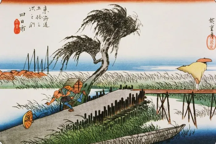 Framed Print : Scenery of Yokkaichi in Edo Period, Painting, Woodcut, Japanese Wood Block Print Framed Print : Scenery of Yokkaichi in Edo Period, Painting, Woodcut, Japanese Wood Block Print