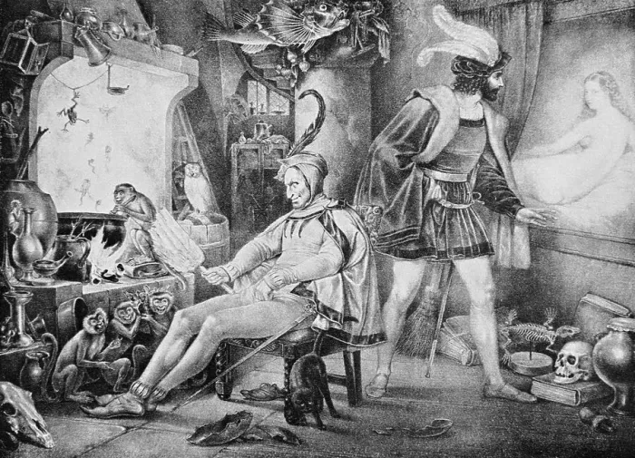Framed Print : Faust. Scenes from the life of Faust, the witch?s workshop Framed Print : Faust. Scenes from the life of Faust, the witch?s workshop