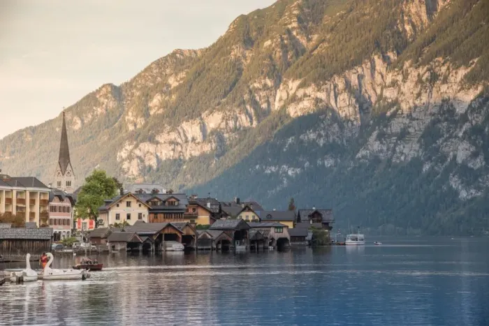Framed Print : Scenic of Hallstatt lake and Hallstatt village on Twilight time postcard view point, European Alps, Austria Alps, Upper Austria Framed Print : Scenic of Hallstatt lake and Hallstatt village on Twilight time postcard view point, European Alps, Austria Alps, Upper Austria