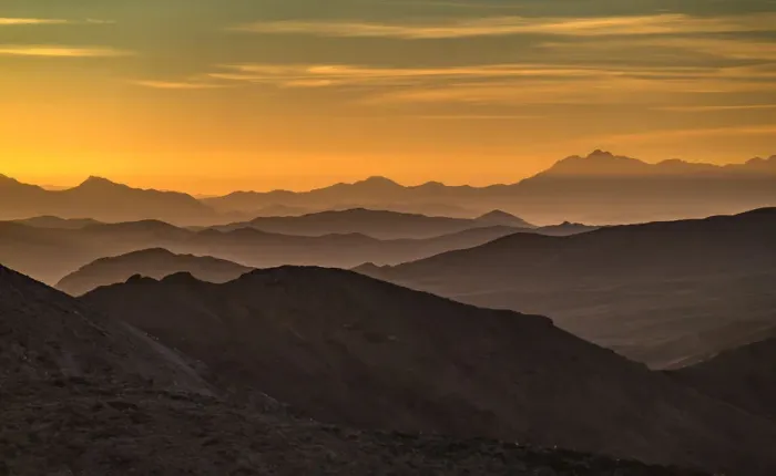 Framed Print : Scenic landscape with mountain ridges at sunrise, Death Valley National Park, California, USA