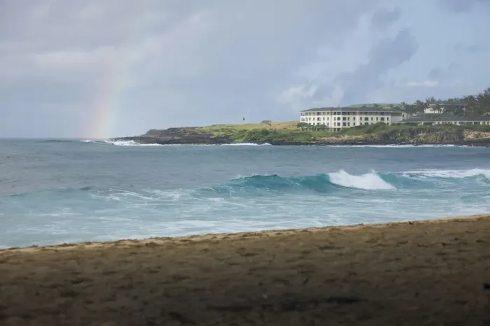 Framed Print : Scenic rainbow over Shipwreck Beach, Kauai, Hawaii, USA Framed Print : Scenic rainbow over Shipwreck Beach, Kauai, Hawaii, USA