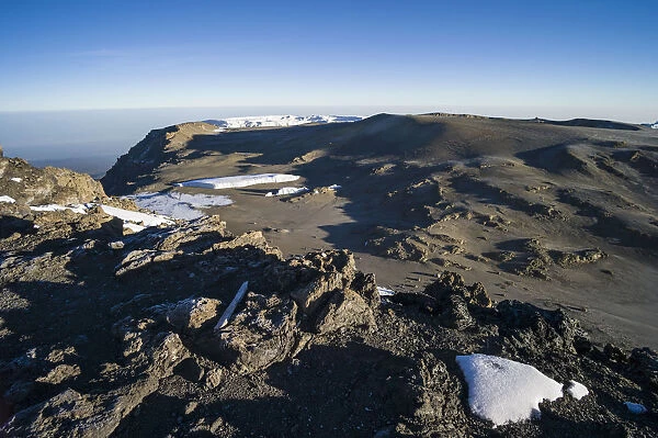 Scenic view of glaciers and crater at Uhuru Peak, Kibo, Mount Kilimanjaro, Kilimanjaro Region, Tanzania