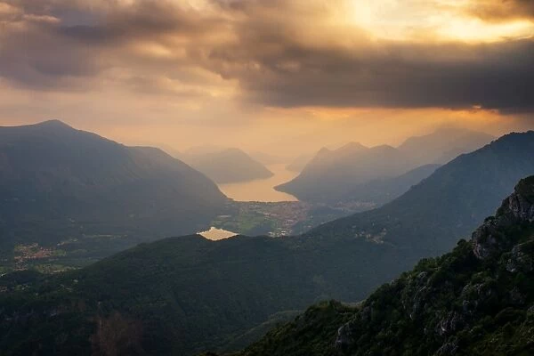 Scenic view of Lake Lugano and Lake Piano