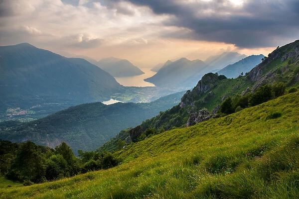 Scenic view of Lake Lugano and Lake Piano