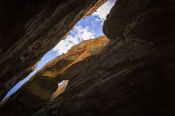 Scenic view looking straight up from Wolfberg Cracks, Cederberg Wilderness Area, Western Cape Province, South Africa